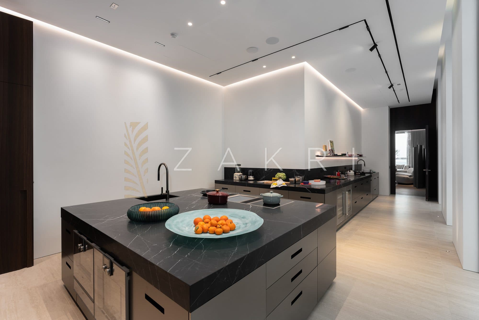The chef's kitchen and island
